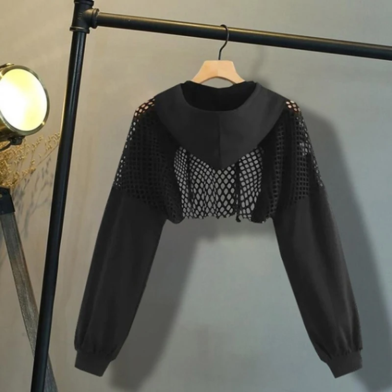 Long Sleeved Pullover 2020 Hot Hollow Mesh Patchwork Crop Top Short Sports Fashion Solid Color Female Pullover
Long Sleeved Pullover 2020 Hot Hollow Mesh Patchwork Crop Top Short Sports Fashion Solid Color Female Pullover