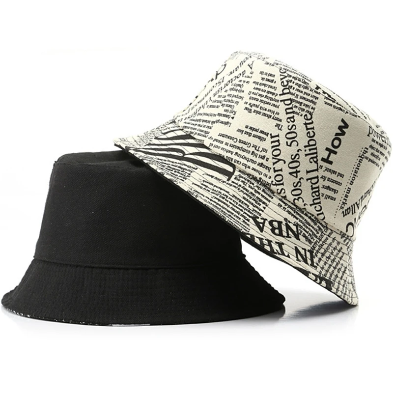 Korean Unisex Reversible Double Sided Bucket Hat Vintage Letters Newspaper Print Harajuku Hip Hop Street Fisherman Cap
Korean Unisex Reversible Double Sided Bucket Hat Vintage Letters Newspaper Print Harajuku Hip Hop Street Fisherman Cap