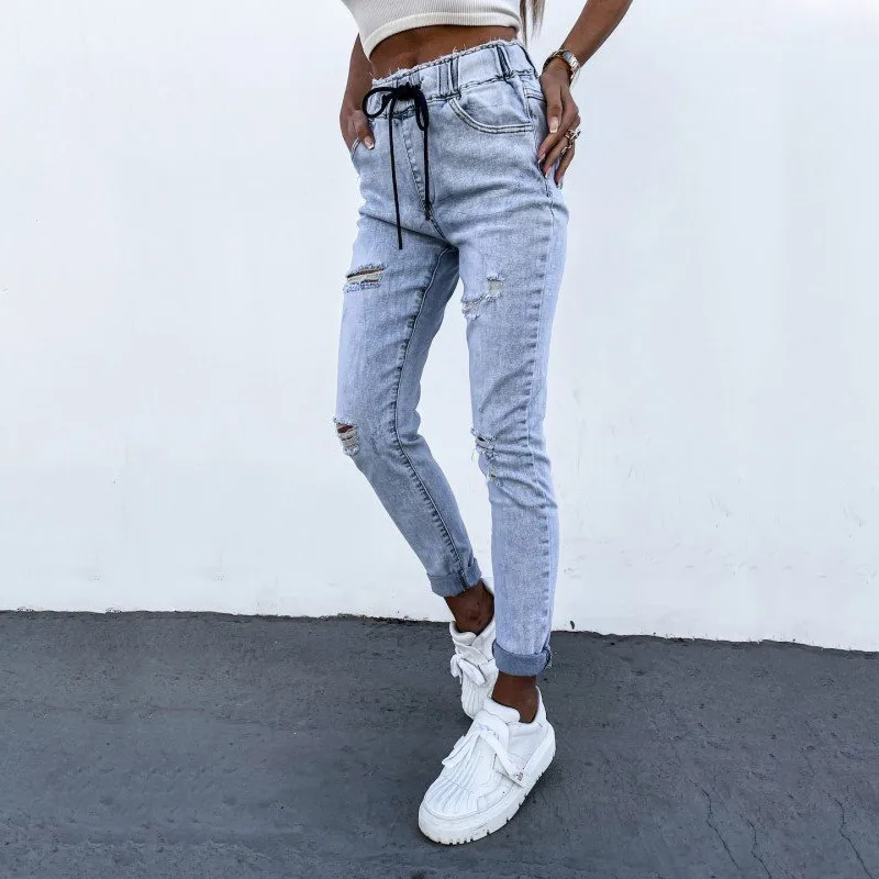 Plus size Jeans Female Denim Pants Light Blue Women Drawstring Jeans Hole High Street Feminino Skinny Pants For Women Trousers
Plus size Jeans Female Denim Pants Light Blue Women Drawstring Jeans Hole High Street Feminino Skinny Pants For Women Trousers