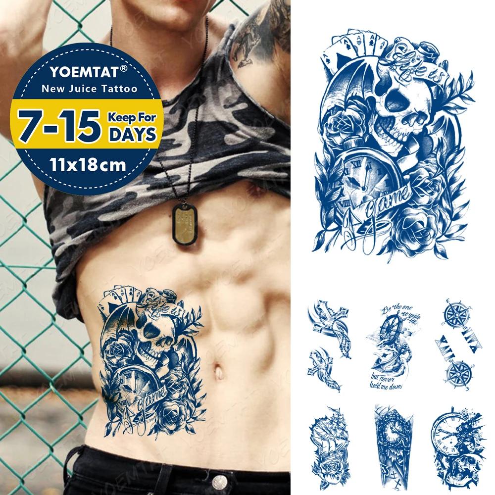 Juice Ink Lasting Waterproof Tattoo Sticker Clock Skull Anchor Compass Flash Full Tattoos Body Art Female Fake Tatto Men Women
Juice Ink Lasting Waterproof Tattoo Sticker Clock Skull Anchor Compass Flash Full Tattoos Body Art Female Fake Tatto Men Women