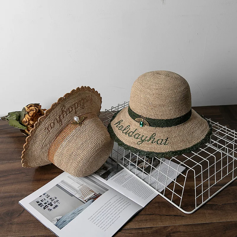 Summer Ladies French Raffia Fine Weaving Embroidery Bee Crystal Pearl Basin Hat Women Outdoor Sunshade Foldable Sun Cap
Summer Ladies French Raffia Fine Weaving Embroidery Bee Crystal Pearl Basin Hat Women Outdoor Sunshade Foldable Sun Cap