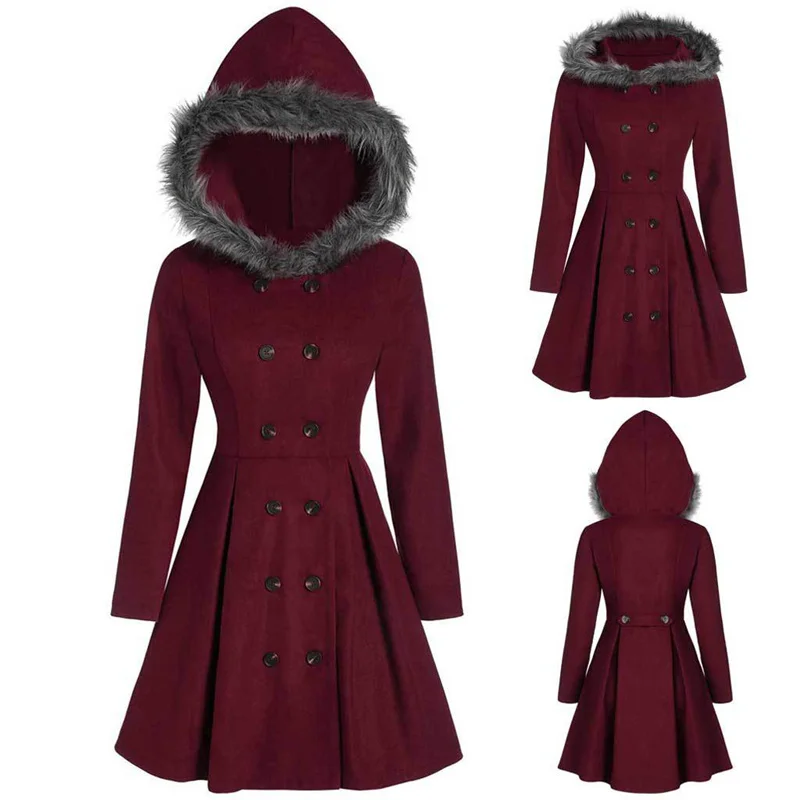 Женское шерстяное пальто новинка сезона осень-зима 2021 топ с капюшоном и меховым