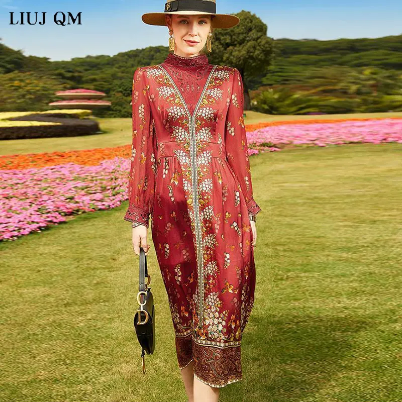 2022 Spring Long-sleeved Red Dress Women Temperament Loose Plus Size Midi Dress Vintage Female Elegant Dresses Printed Floral
2022 Spring Long-sleeved Red Dress Women Temperament Loose Plus Size Midi Dress Vintage Female Elegant Dresses Printed Floral