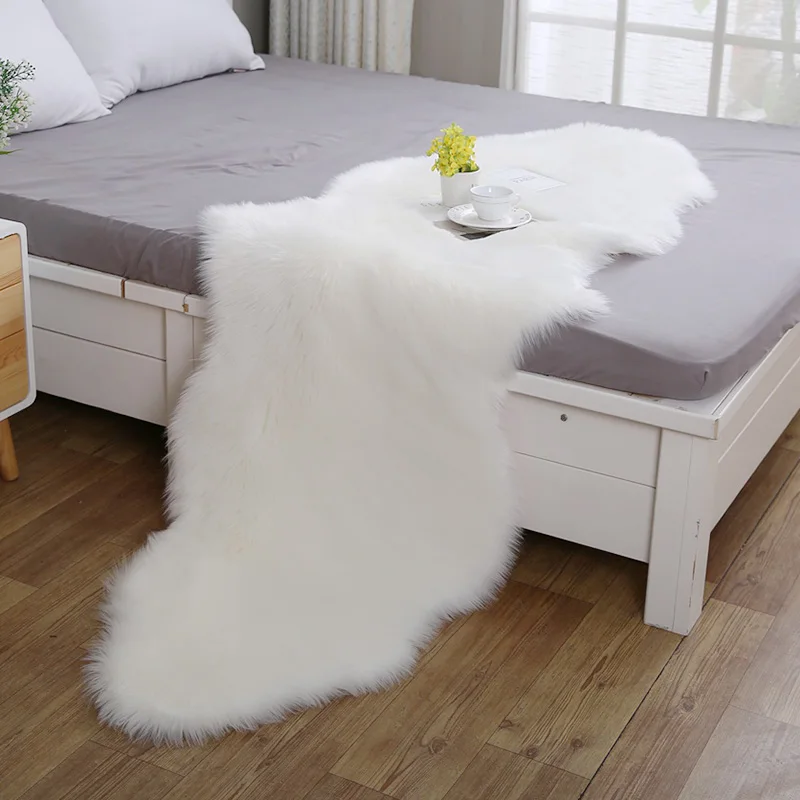 

Artificial Wool Soft Home Carpet Sheepskin Chair Cover Rugs Plain Fluffy Rugs Bedroom Tapete For Mat Living Kids Room Blanket