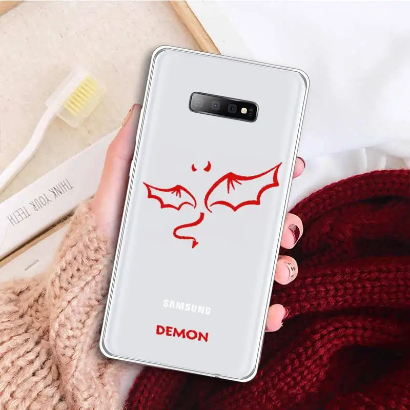 

Demon Angel Couple BFF Cartoon Phone Case Transparent For Samsung Galaxy A71 A21s S8 S9 S10 plus note 20 ultra