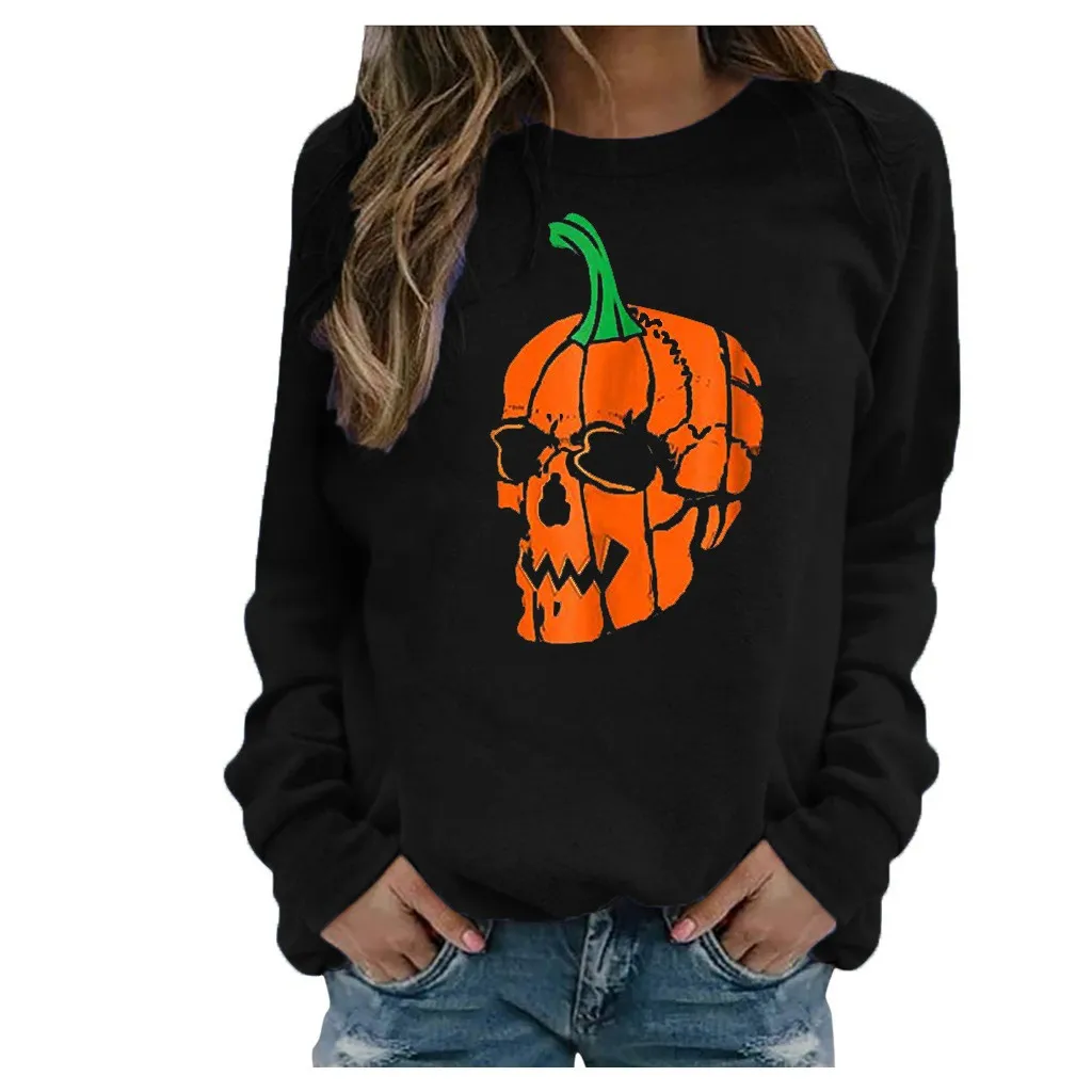 Autumn Winter Sweatshirt Female Harajuku Hip-Hop Street Fun Skull Print Halloween Casual Loose Pullover Cotton Round Neck Hoodie 
Autumn Winter Sweatshirt Female Harajuku Hip-Hop Street Fun Skull Print Halloween Casual Loose Pullover Cotton Round Neck Hoodie