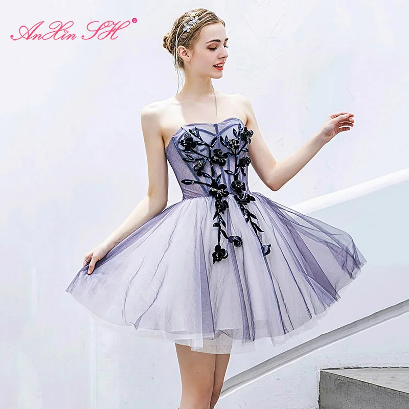 AnXin SH princess Gothic Style Sexy Dinner grey lace sort evening dress Party black rose strapless sleeveless evening dress 9278
AnXin SH princess Gothic Style Sexy Dinner grey lace sort evening dress Party black rose strapless sleeveless evening dress 9278