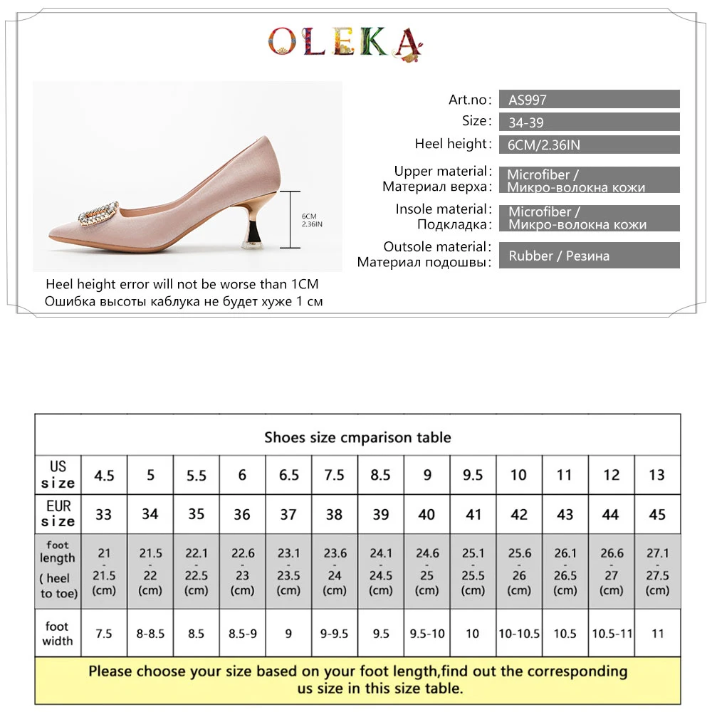 OLEKA Concise Style For Women Heels Pumps Shoes Basic Medium Metal Decoration Wedding Beautiful Spring Autumn Pointed ToeAS997
OLEKA Concise Style For Women Heels Pumps Shoes Basic Medium Metal Decoration Wedding Beautiful Spring Autumn Pointed ToeAS997