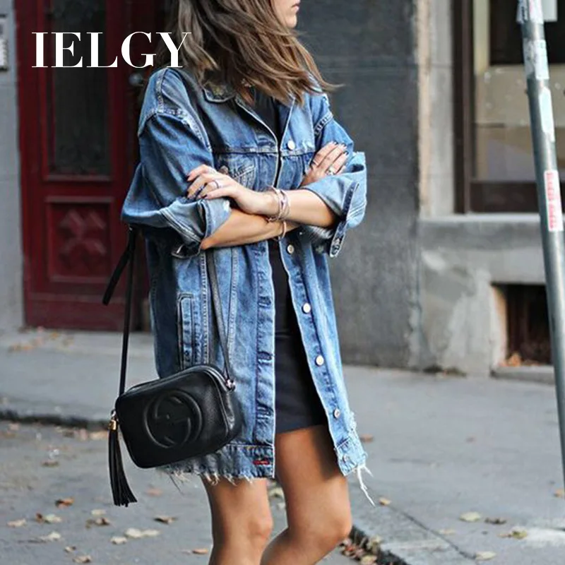 IELGY Hole denim Jacket Women's wild comfortable mid-length button access control casual Top
IELGY Hole denim Jacket Women's wild comfortable mid-length button access control casual Top