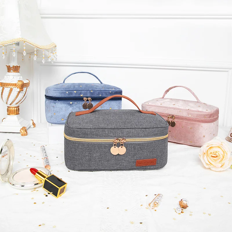 Travel Cosmetic Bag Large Makeup Case Gold Stampling Star Velvet Organizer for Handbag Portable Toiletry Bag Suitcase
Travel Cosmetic Bag Large Makeup Case Gold Stampling Star Velvet Organizer for Handbag Portable Toiletry Bag Suitcase