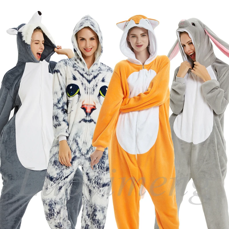

Winter Adults Unicorn Pajamas Animal Lion Cat Onesie Flannel Warm Sleepwear Pyjamas for Women Kigurumi Stitch Nightie Jumpsuit