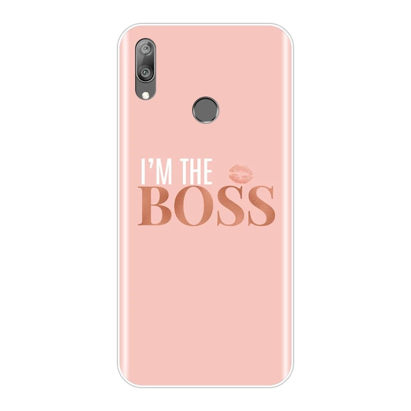 Розовый женский мультяшный чехол для Huawei Y5 Y6 Y7 2019 мягкий силиконовый телефона Y9 Pro