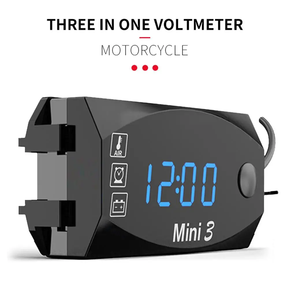 3 In 1 Motorcycle Electronic Clock Thermometer 6V-30V Voltmeter IP67 Waterproof Dust-proof LED Watch With Digital Display
3 In 1 Motorcycle Electronic Clock Thermometer 6V-30V Voltmeter IP67 Waterproof Dust-proof LED Watch With Digital Display
