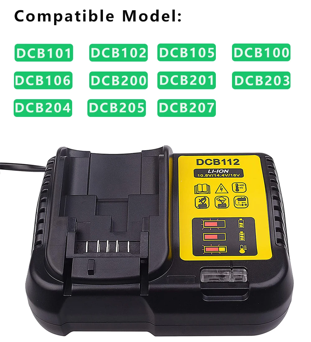 DCB112 Li-Ion Battery 3A Charger For Dewalt 10.8V 12V 14.4V 18V Dcb101 Dcb200 Dcb140 Dcb105 Dcb200 Eu Plug Black
DCB112 Li-Ion Battery 3A Charger For Dewalt 10.8V 12V 14.4V 18V Dcb101 Dcb200 Dcb140 Dcb105 Dcb200 Eu Plug Black
