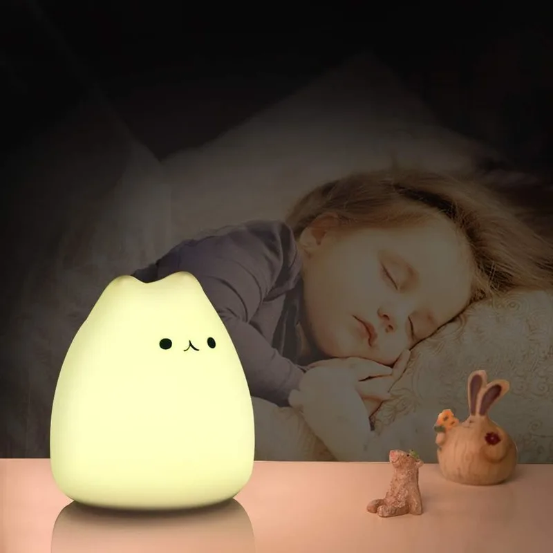 Cute Silicone LED Night Light for Baby Kids Children Bedroom Touch Sensor Remote Cat Lamp Decoration Room Decor Holiday Gift Toy
Cute Silicone LED Night Light for Baby Kids Children Bedroom Touch Sensor Remote Cat Lamp Decoration Room Decor Holiday Gift Toy