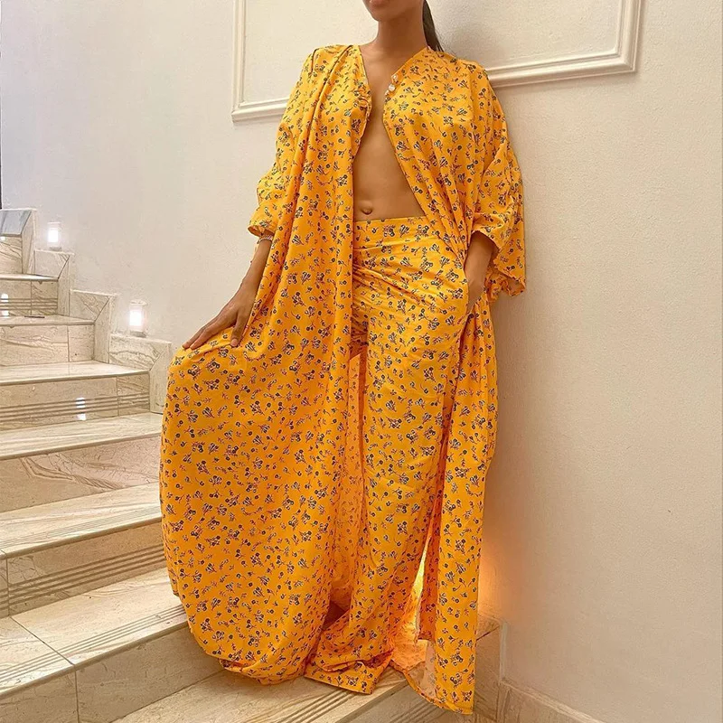 2022 New Arrival Long Sleeve Printed Long Coat and Wide Leg Pant Set Two Piece Women Sexy V-neck Loose Top Suit Oversized Outfit
2022 New Arrival Long Sleeve Printed Long Coat and Wide Leg Pant Set Two Piece Women Sexy V-neck Loose Top Suit Oversized Outfit