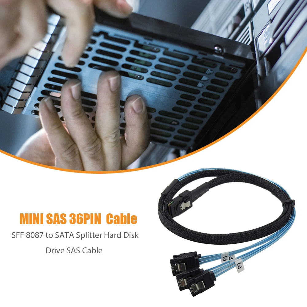 Mini SAS SFF-8087 to 4-SATA Multi Lane Forward Internal Cable 100cm 12Gbps Transmission Rate Hard Drives
Mini SAS SFF-8087 to 4-SATA Multi Lane Forward Internal Cable 100cm 12Gbps Transmission Rate Hard Drives