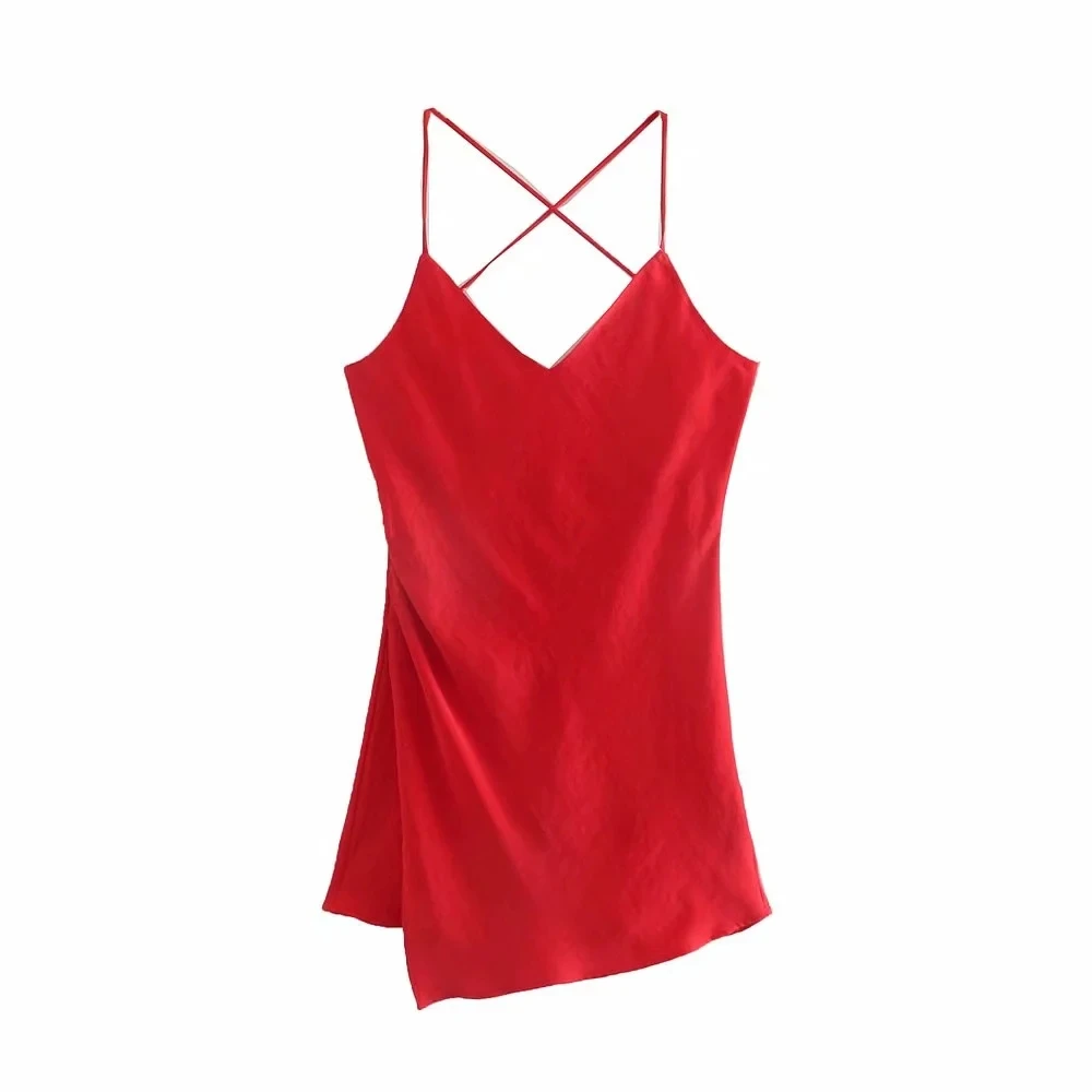 Za Summer New Women Fashion Camisole Tops Chic Mini Halter Top Sleeveless Backless Blusas Beach Cross Back Straps Satin Tank Top
Za Summer New Women Fashion Camisole Tops Chic Mini Halter Top Sleeveless Backless Blusas Beach Cross Back Straps Satin Tank Top