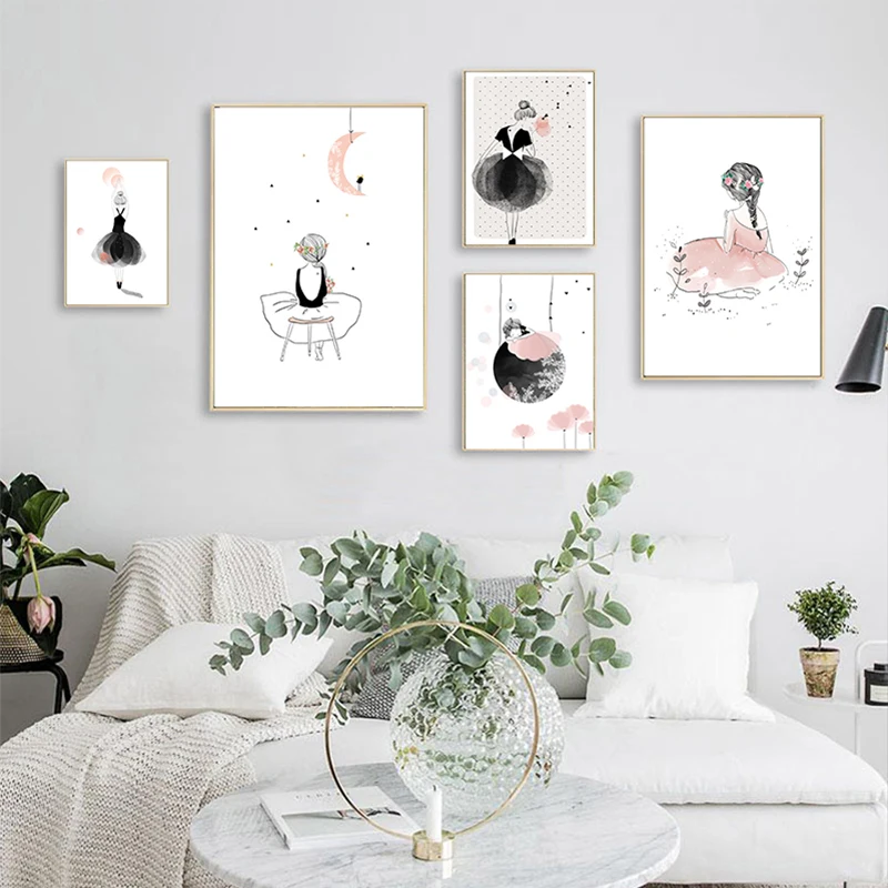 Nordic Pink Dress Girl Cartoon Canvas Art Poster Print Modern Wall Art Picture for Living Room Home Decor (No Frame)
Nordic Pink Dress Girl Cartoon Canvas Art Poster Print Modern Wall Art Picture for Living Room Home Decor (No Frame)