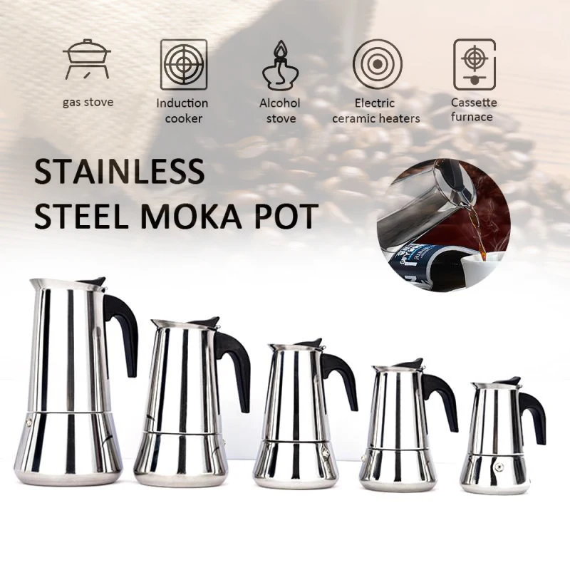 Stainless Steel 200/300/450ml Mocha Coffee Pot Espresso Latte Percolator Stove Coffee Maker Drink Tool Cafetiere Latte Stovetop
Stainless Steel 200/300/450ml Mocha Coffee Pot Espresso Latte Percolator Stove Coffee Maker Drink Tool Cafetiere Latte Stovetop