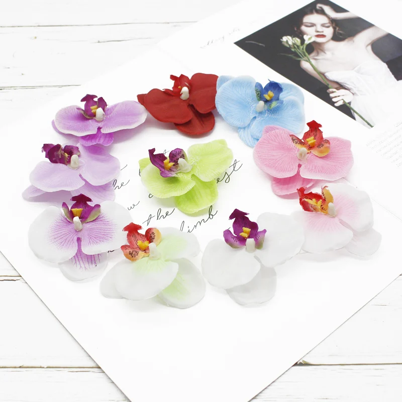 

10 Pieces Artificial Phalaenopsis Orchid Wedding Home Decoration Accessories Scrapbooking Brooch Hat Hairpin Candy Box Headdress