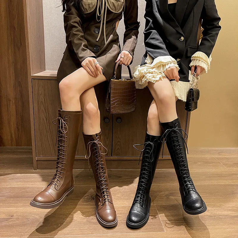 Leather Knee High Boots Women 2021 Spring Autumn Low Square Heel Ladies Stretch Boots Cross Strap Black Round Toe Boots
Leather Knee High Boots Women 2021 Spring Autumn Low Square Heel Ladies Stretch Boots Cross Strap Black Round Toe Boots