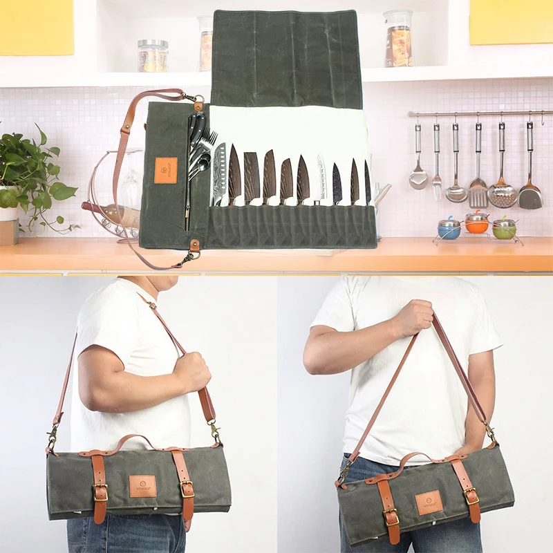 10 Slots Chef Knife Bag Canvas Roll Bag Portable Handbag Kitchen Cooking Knife Carry Holder Storage Organizer with 11 Pockets
10 Slots Chef Knife Bag Canvas Roll Bag Portable Handbag Kitchen Cooking Knife Carry Holder Storage Organizer with 11 Pockets