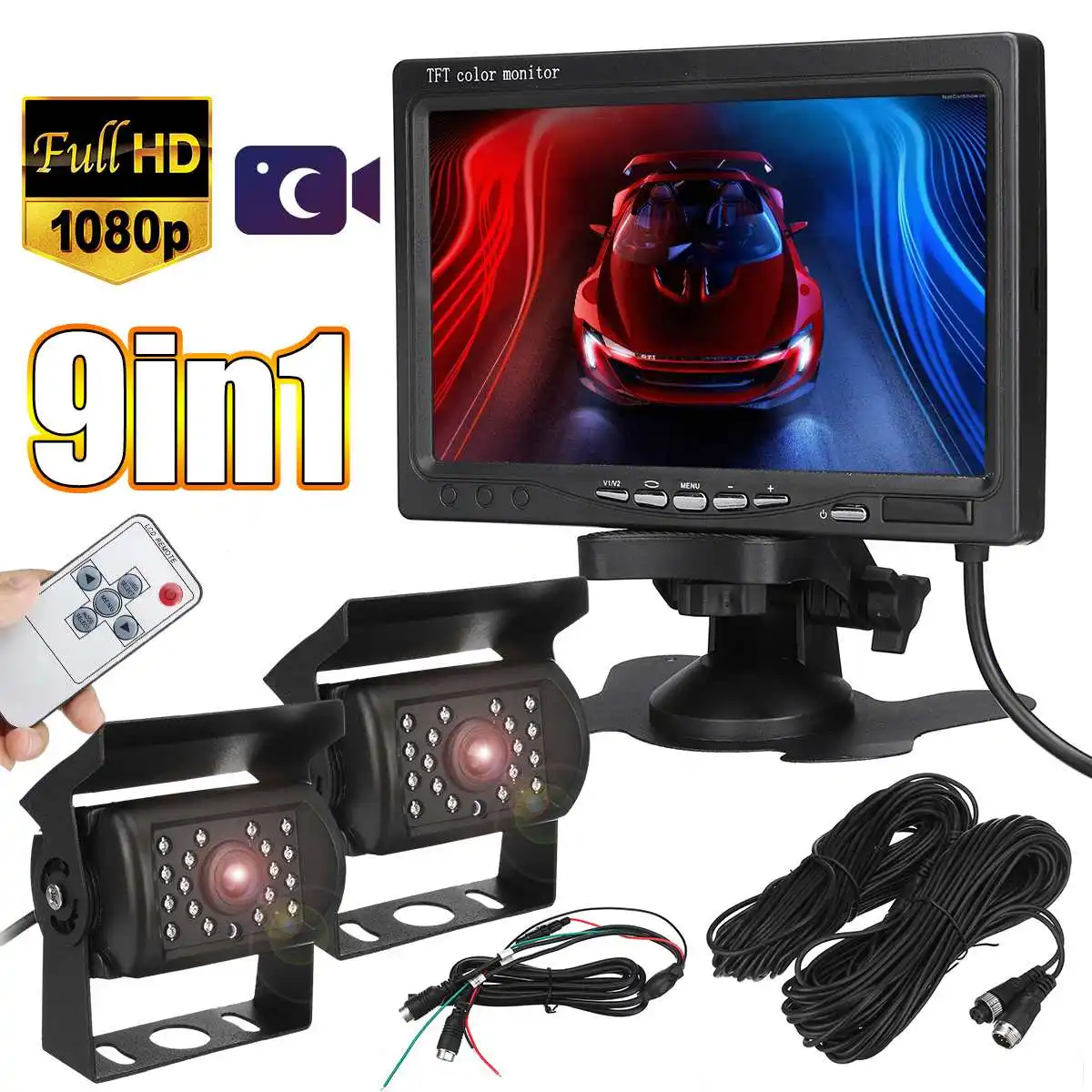 CCD HD IR LED 2X Car Truck Rear View Camera Reverse Backup Parking 7" LCD Monitor Display For Truck Bus RV Trailer SUV
CCD HD IR LED 2X Car Truck Rear View Camera Reverse Backup Parking 7" LCD Monitor Display For Truck Bus RV Trailer SUV