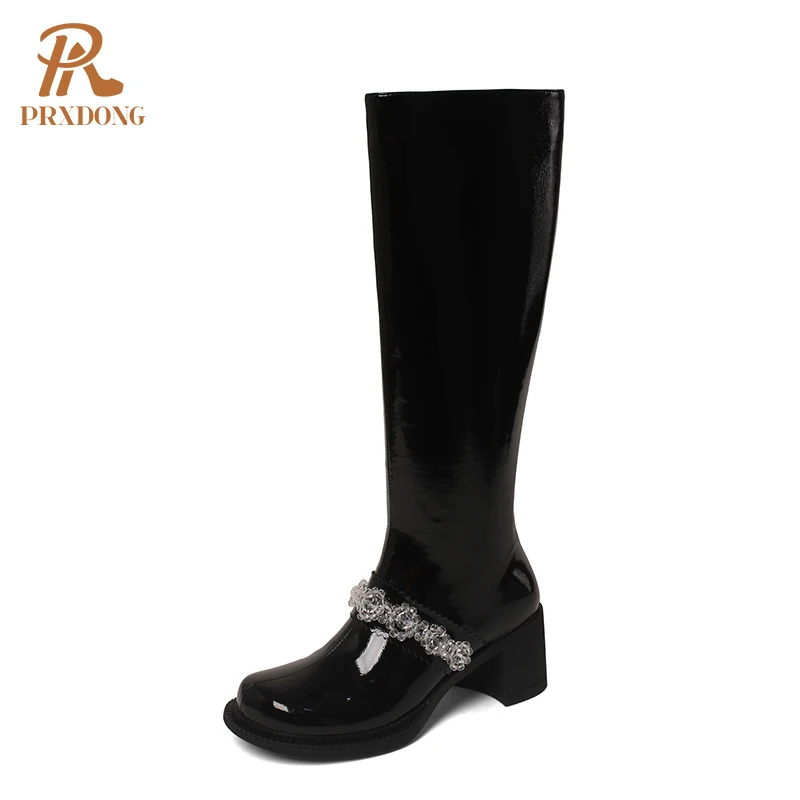 Genuine Leather Knee High Boots Autumn Winter Warm Thick Platform Crystal Round Toe Women Boots Sweet Ladies Female Black Beige
Genuine Leather Knee High Boots Autumn Winter Warm Thick Platform Crystal Round Toe Women Boots Sweet Ladies Female Black Beige