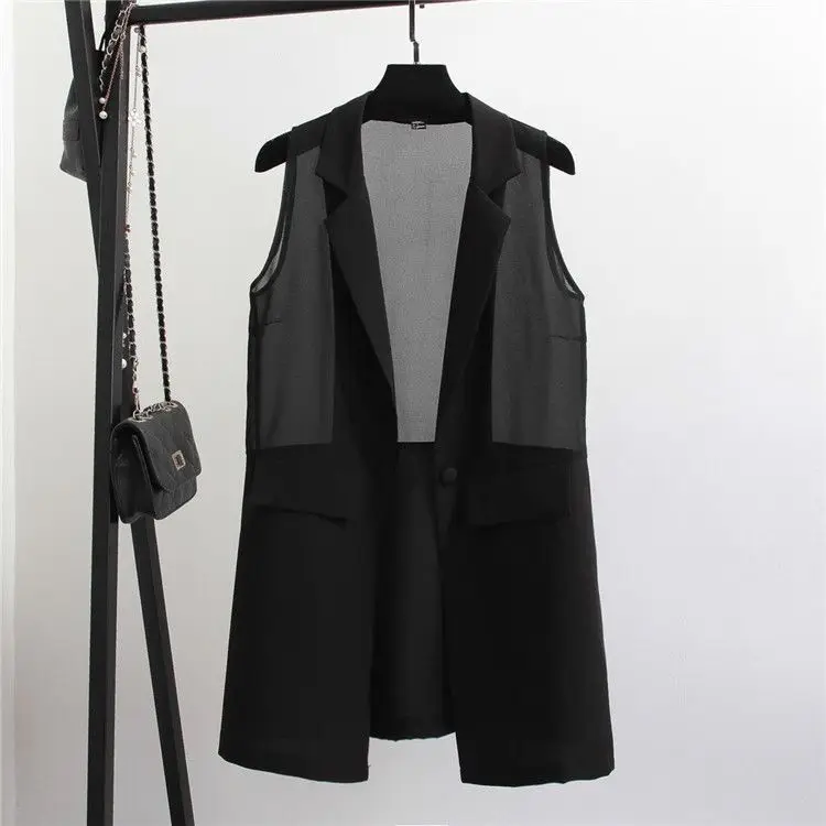 Medium and long Joker horse clip 2021 large size thin chiffon stitching waistcoat women's coat sleeveless vest waistcoat tide
Medium and long Joker horse clip 2021 large size thin chiffon stitching waistcoat women's coat sleeveless vest waistcoat tide