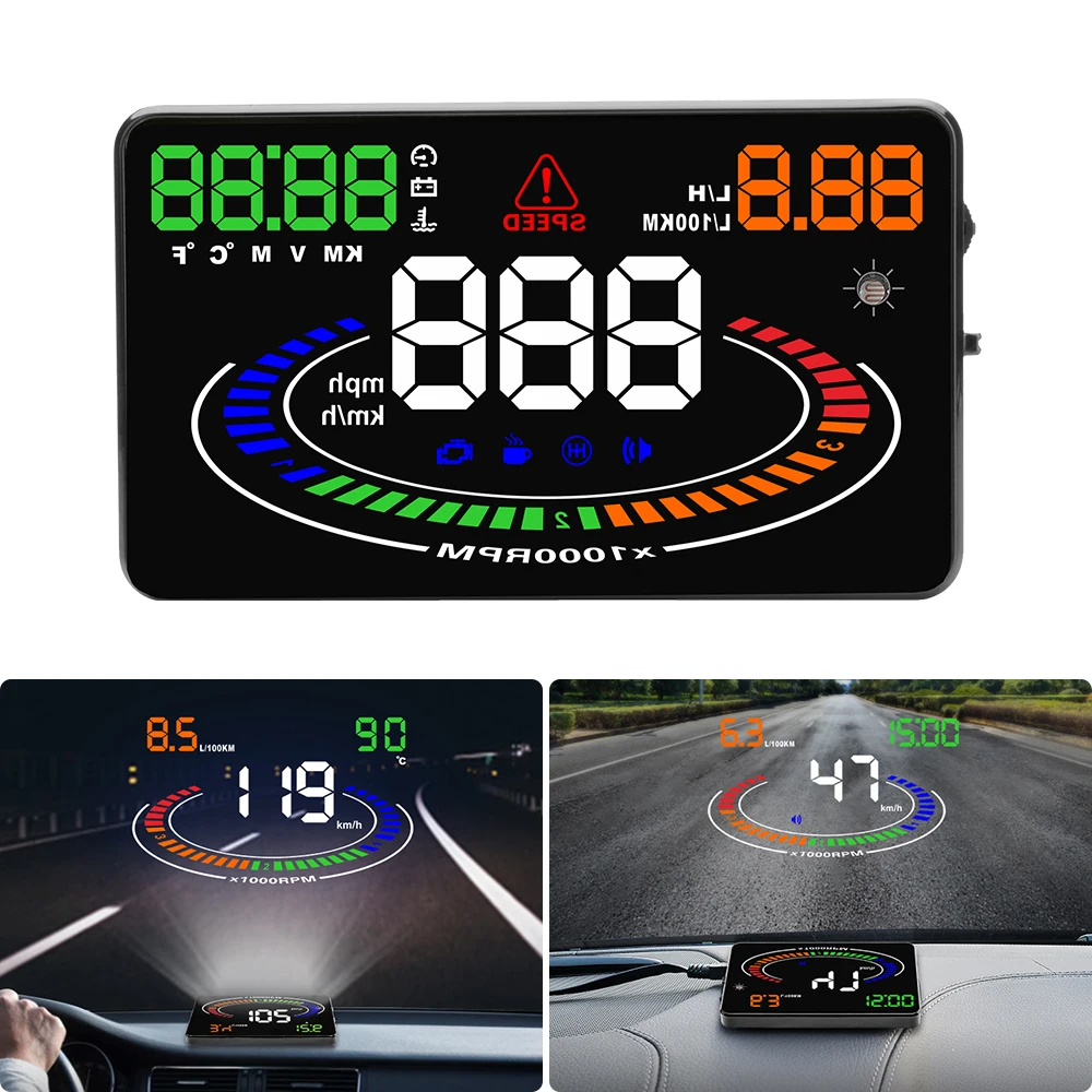 

5.5" Projector Digital Car Speedometer Overspeed Fatigue Driving Alarm Car Head Up Display HUD OBD2 Auto Electronic Accessories