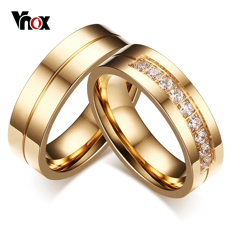 Vnox 1 пара свадебные Кольца для Для женщин мужчин Пара Обещание группа Нержавеющая