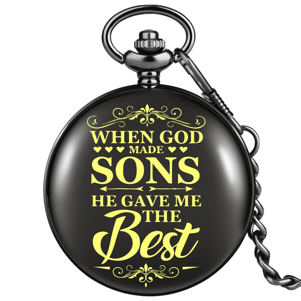 The BEST Sons Personality Quartz Pocket Watch Chic Yellow Text Memorial Gift For Son White Dial Fashion Pendant Thick Chain
The BEST Sons Personality Quartz Pocket Watch Chic Yellow Text Memorial Gift For Son White Dial Fashion Pendant Thick Chain