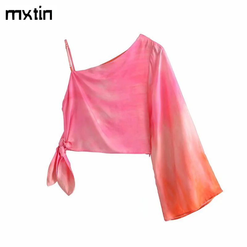 MXTIN 2021 Women Spring Fashion Tie-dye Asymmetry Shirt Blouses Vintage Summer Bow Tie Shirts Female Party Blouses Camisas Tops
MXTIN 2021 Women Spring Fashion Tie-dye Asymmetry Shirt Blouses Vintage Summer Bow Tie Shirts Female Party Blouses Camisas Tops