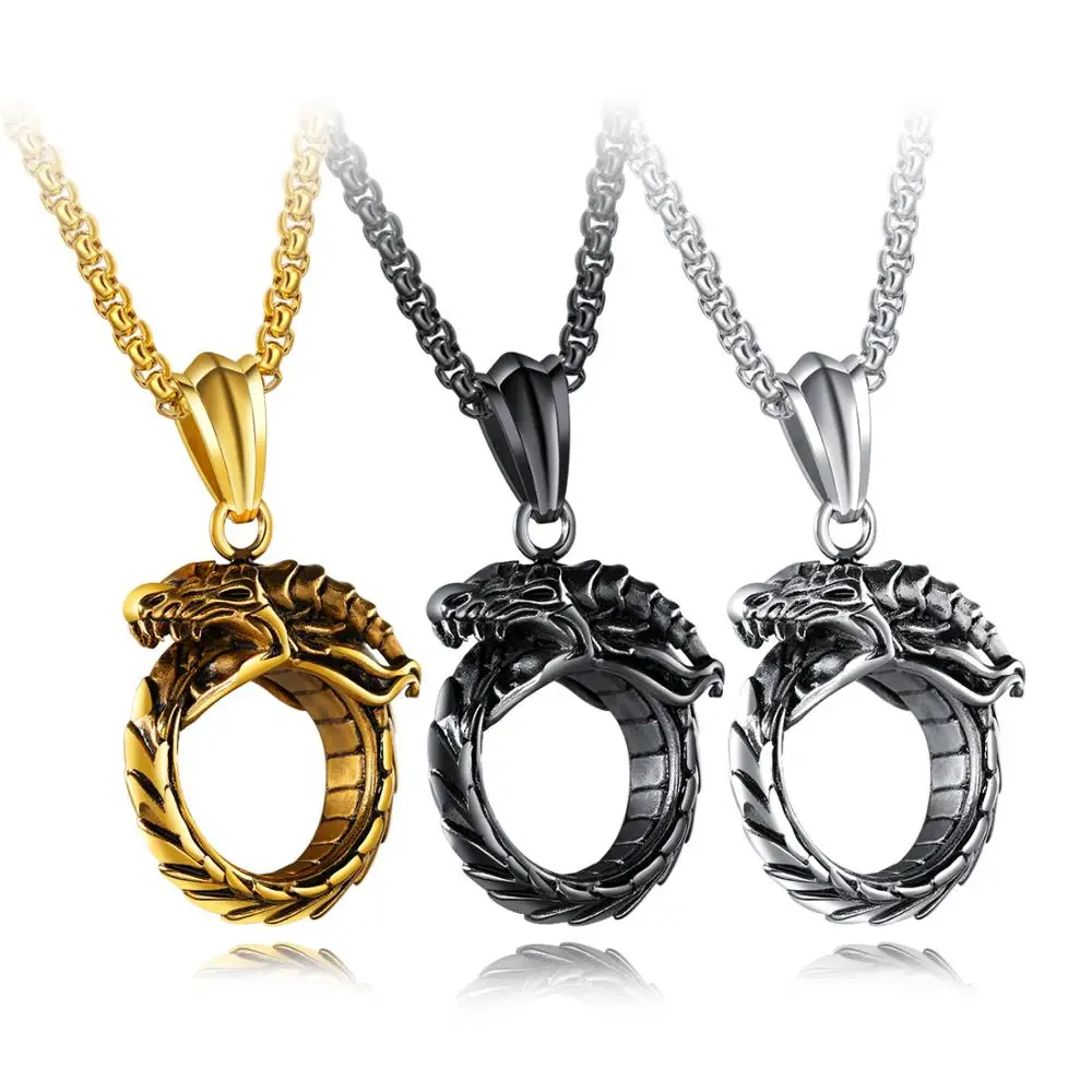 Retro Men‘s Necklace Ouroboros Dragon Circle Pendant Chain 60cm Stainless steel Jewelry Gift
Retro Men‘s Necklace Ouroboros Dragon Circle Pendant Chain 60cm Stainless steel Jewelry Gift