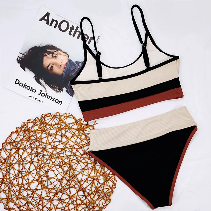 New 2021 Women Splicing Swimwear Bikini Two-pieces Female Swimsuit High Waist Bikini Set Mujer Tankini Bather Bathing Swim Suit 
New 2021 Women Splicing Swimwear Bikini Two-pieces Female Swimsuit High Waist Bikini Set Mujer Tankini Bather Bathing Swim Suit