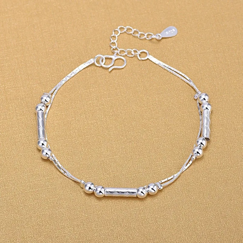 

Solid Silver Anklets 925 Fashion Silver Jewelry Chain Anklet for Women Girls Friend Foot Barefoot Leg Jewelry Gift