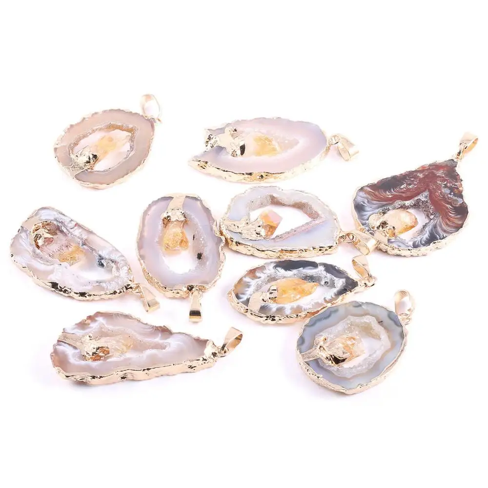 New 1pc Natural Crystal Agates Rough Stone Pendant Necklace Charms Pendant For Making Jewelry Necklace Accessories Size25x45x5mm 
New 1pc Natural Crystal Agates Rough Stone Pendant Necklace Charms Pendant For Making Jewelry Necklace Accessories Size25x45x5mm