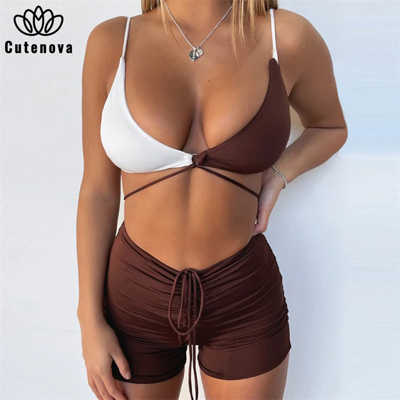 Cutenove Beach Leisure Vacation Women's Suit Summer 2021 Camisole Top Lace-Up shorts 2 Piece Set Vetement Femme Outfits
Cutenove Beach Leisure Vacation Women's Suit Summer 2021 Camisole Top Lace-Up shorts 2 Piece Set Vetement Femme Outfits