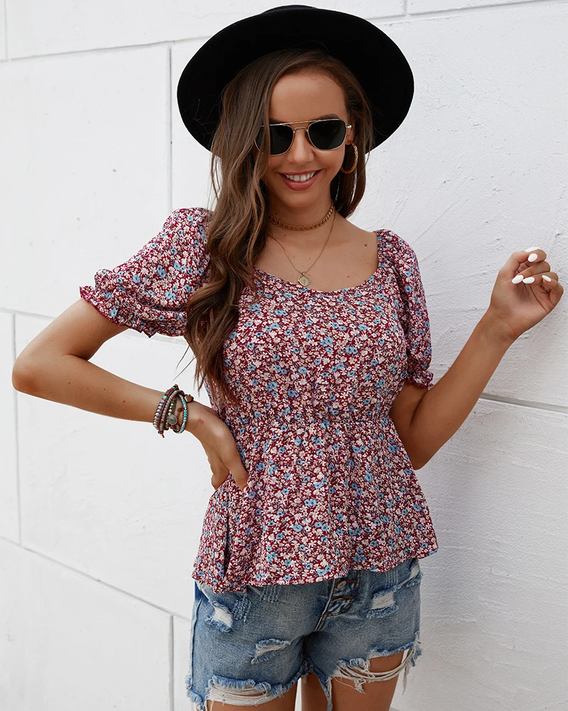 Women Sexy Floral Printing T-Shirts Summer Fashion Square Collar Puff Sleeve Slim Tops
Women Sexy Floral Printing T-Shirts Summer Fashion Square Collar Puff Sleeve Slim Tops