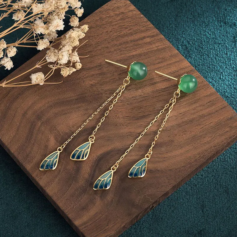 Linmouge Long Tassel Chinese Style Earrings For Women Elegant Vintage Feather Shape Pendant Blue Color Fashion Jewelry EV8
Linmouge Long Tassel Chinese Style Earrings For Women Elegant Vintage Feather Shape Pendant Blue Color Fashion Jewelry EV8
