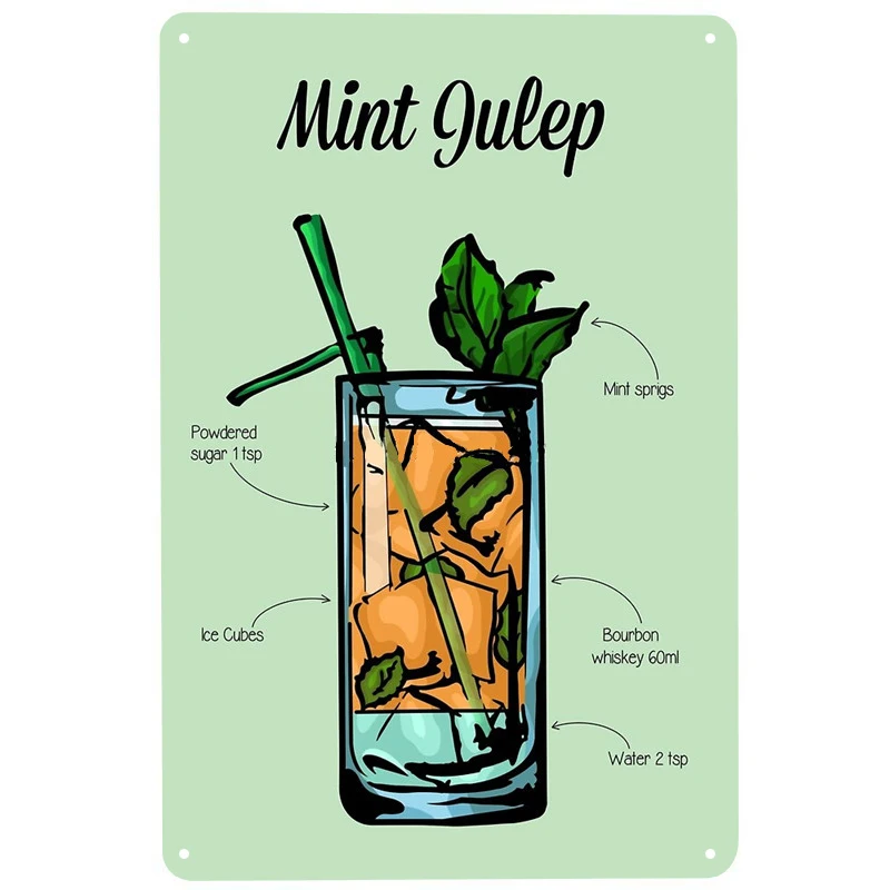 Мятный коктейль Julep, печатные технические жестяные знаки, забавный постер, декор для бара, паба, клуба, украшение для гостиной, дома 
Мятный коктейль Julep, печатные технические жестяные знаки, забавный постер, декор для бара, паба, клуба, украшение для гостиной, дома