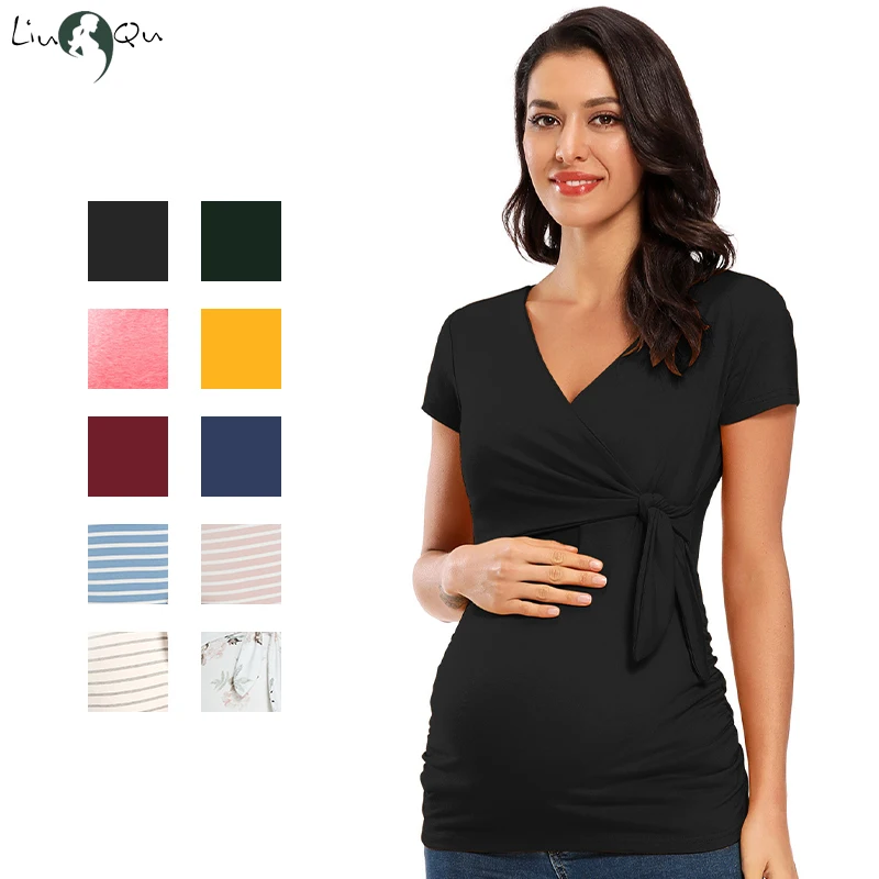 Pregnancy Summer T-Shirts Maternity Short Sleeve Tops Breastfeeding Tees for Pregnant Fashion top Maternity Wrap Shirts Clothes
Pregnancy Summer T-Shirts Maternity Short Sleeve Tops Breastfeeding Tees for Pregnant Fashion top Maternity Wrap Shirts Clothes
