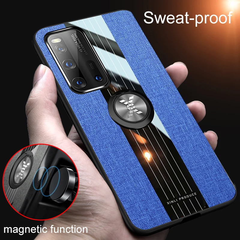 

2020 New Shockproof Phone Case for Huawei P40 Pro Plus Magnetic Ring Holder Cloth Back Cover Soft Silicone HuaweiP40 P40Pro + 5G