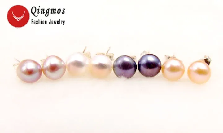 Qingmos Fashion Wholesale 4 Pairs 7-8mm Flat Round Natural Multicolor Pearl Earring for Women Silver Stud Earring Jewelry
Qingmos Fashion Wholesale 4 Pairs 7-8mm Flat Round Natural Multicolor Pearl Earring for Women Silver Stud Earring Jewelry