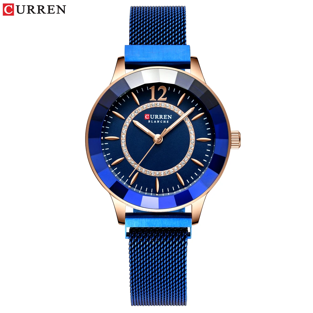 CURREN Creative Rhinestone Watch for Women Fashion Quartz Mesh Steel Blue Luxury Ladies Watch bayan kol saat Classy Female Clock
CURREN Creative Rhinestone Watch for Women Fashion Quartz Mesh Steel Blue Luxury Ladies Watch bayan kol saat Classy Female Clock