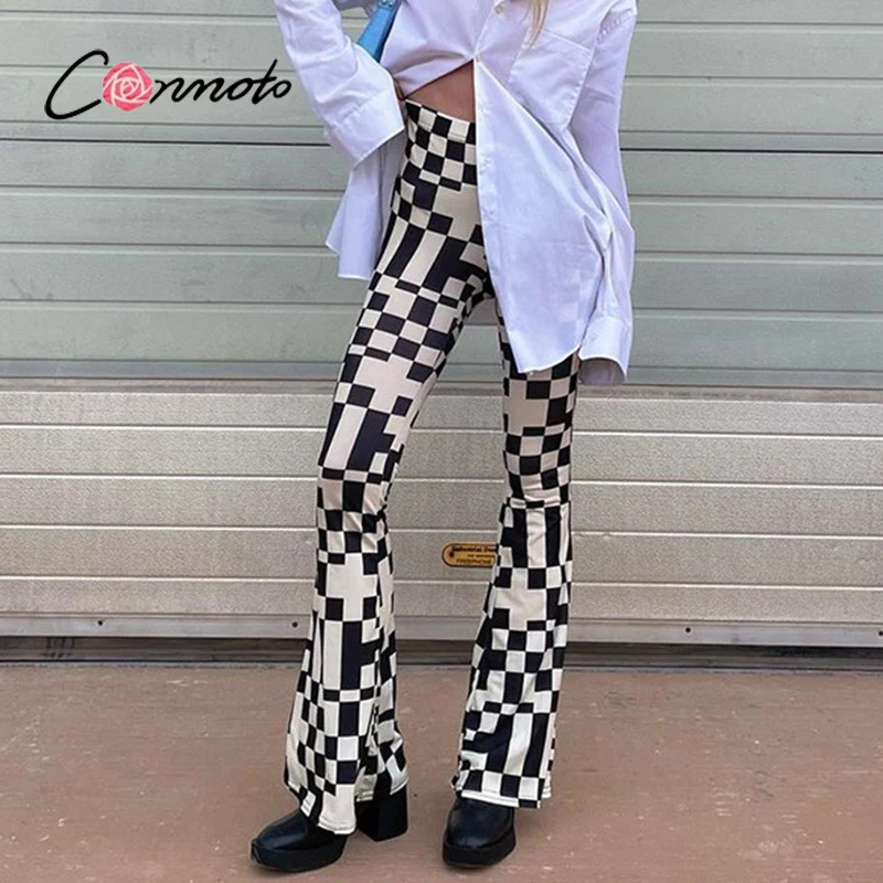 Conmoto летние женские брюки с высокой талией повседневные клетчатые брюки с принтом Y2K 2021 модные наряды винтажные 90S длинные расклешенные вече... 
Conmoto летние женские брюки с высокой талией повседневные клетчатые брюки с принтом Y2K 2021 модные наряды винтажные 90S длинные расклешенные вече...
