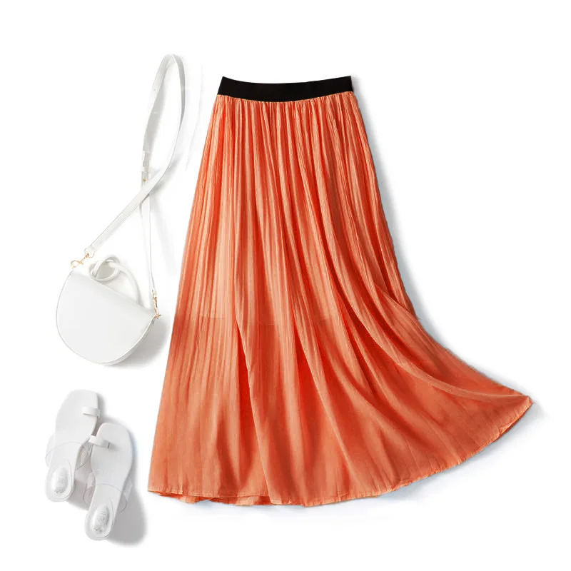 TFETTERS Chiffon Pleated Skirt Women's Spring Summer 2021 High Waist Slim Mid and Long Solid Color Wild Simple A-line Skirt
TFETTERS Chiffon Pleated Skirt Women's Spring Summer 2021 High Waist Slim Mid and Long Solid Color Wild Simple A-line Skirt