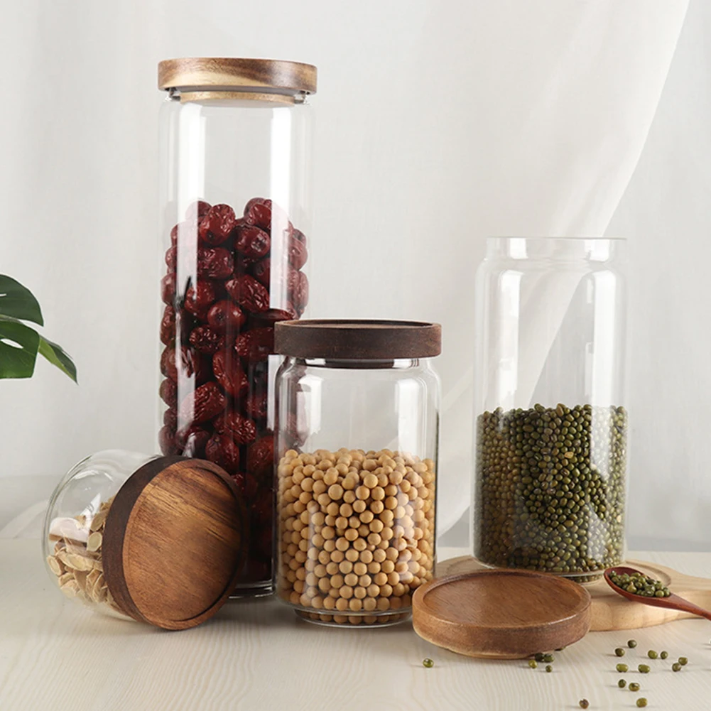 Wood Lid Bottles Tea Coffee Beans High Borosilicate Glass Airtight Canister Kitchen Storage Candy Jar Pasta Rice Food Container
Wood Lid Bottles Tea Coffee Beans High Borosilicate Glass Airtight Canister Kitchen Storage Candy Jar Pasta Rice Food Container