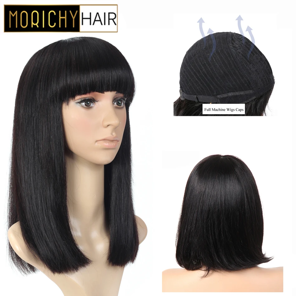 Morichy Silk Straight Hair Wigs Brazilian Non-remy Real Human hair DIY Short Bob Full Wig Glueless with Bangs Black for Women
Morichy Silk Straight Hair Wigs Brazilian Non-remy Real Human hair DIY Short Bob Full Wig Glueless with Bangs Black for Women